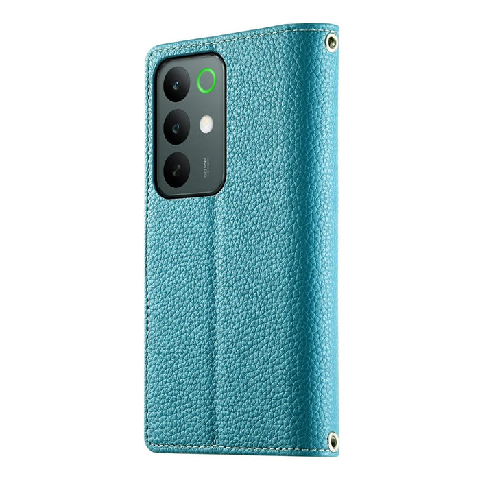 For Realme C85 Pro 4G Case Zipper Wallet Color Splicing Leather Flip Phone Cover with Straps - Lake Blue - 5