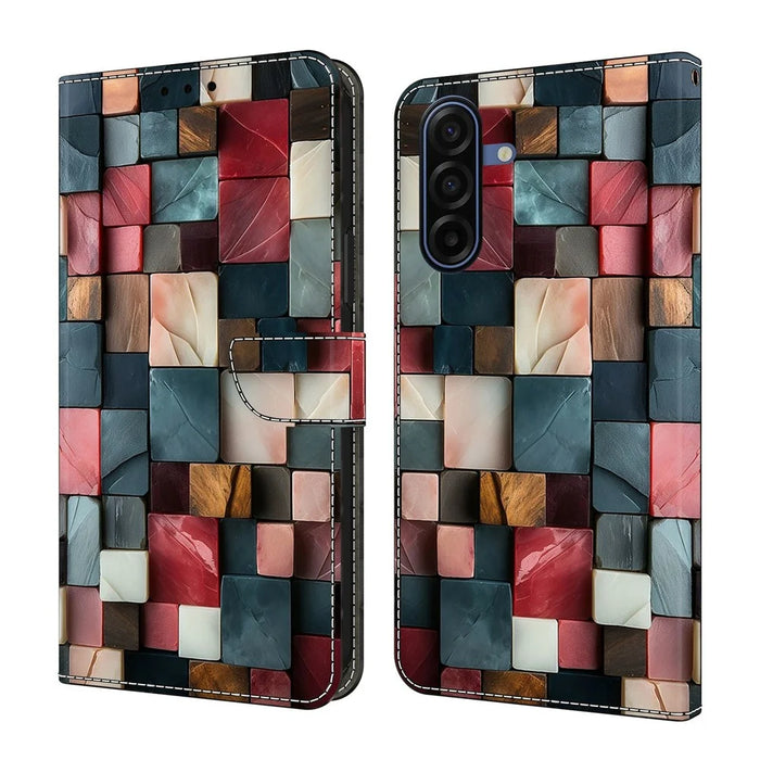 For Samsung Galaxy A57 5G Wallet Case Foldable Stand Pattern Printing Leather Flip Phone Cover - Colorful Brick Pattern - 1