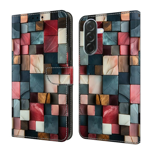 For Samsung Galaxy A56 5G  /  A36 5G Wallet Case Foldable Stand Pattern Printing Leather Flip Phone Cover - Colorful Brick Pattern - 1