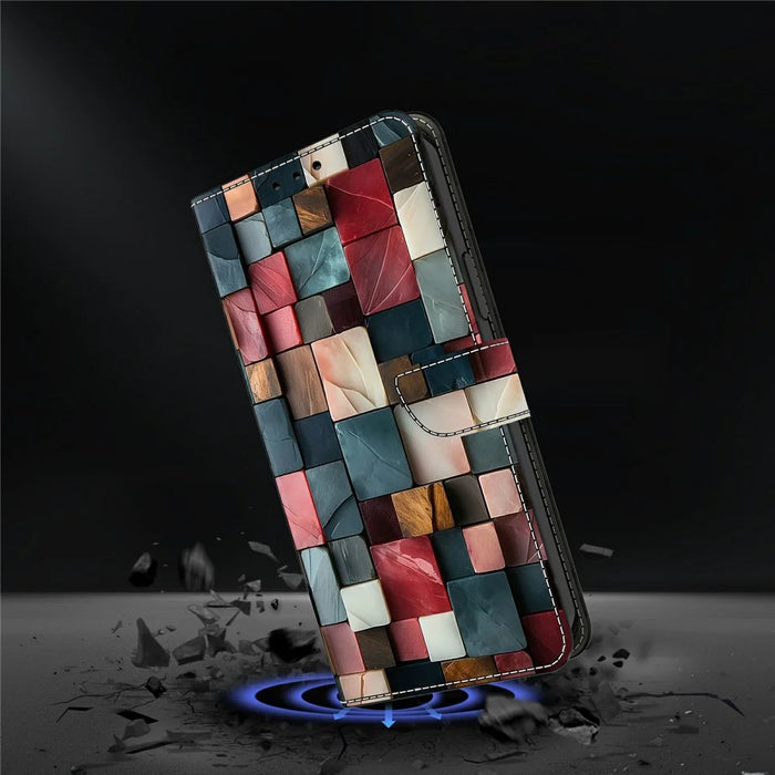 For Samsung Galaxy S26+ Wallet Case Foldable Stand Pattern Printing Leather Flip Phone Cover - Colorful Brick Pattern - 5