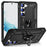 For Samsung Galaxy S23 Military Grade Shock-absorbing Case Ring Kickstand Design PC + TPU Back Cover - Black - 1