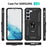 For Samsung Galaxy S23 Military Grade Shock-absorbing Case Ring Kickstand Design PC + TPU Back Cover - Black - 7