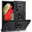 For Samsung Galaxy S23 Ultra Military Grade Case Ring Kickstand Design PC + TPU Hybrid Shell Back Cover - Black - 1