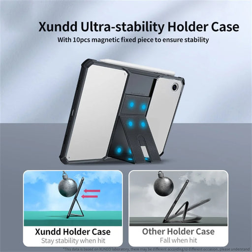 XUNDD Tablet Case For Samsung	Galaxy Tab A11  /  A9 Leather Kickstand TPU + PC Airbag Protection Tablet Cover - Black - 2