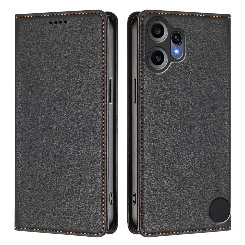 For Nothing CMF Phone 2 Pro Leather Wallet Case Magnetic Closure RFID Blocking Phone Cover - Black - 1