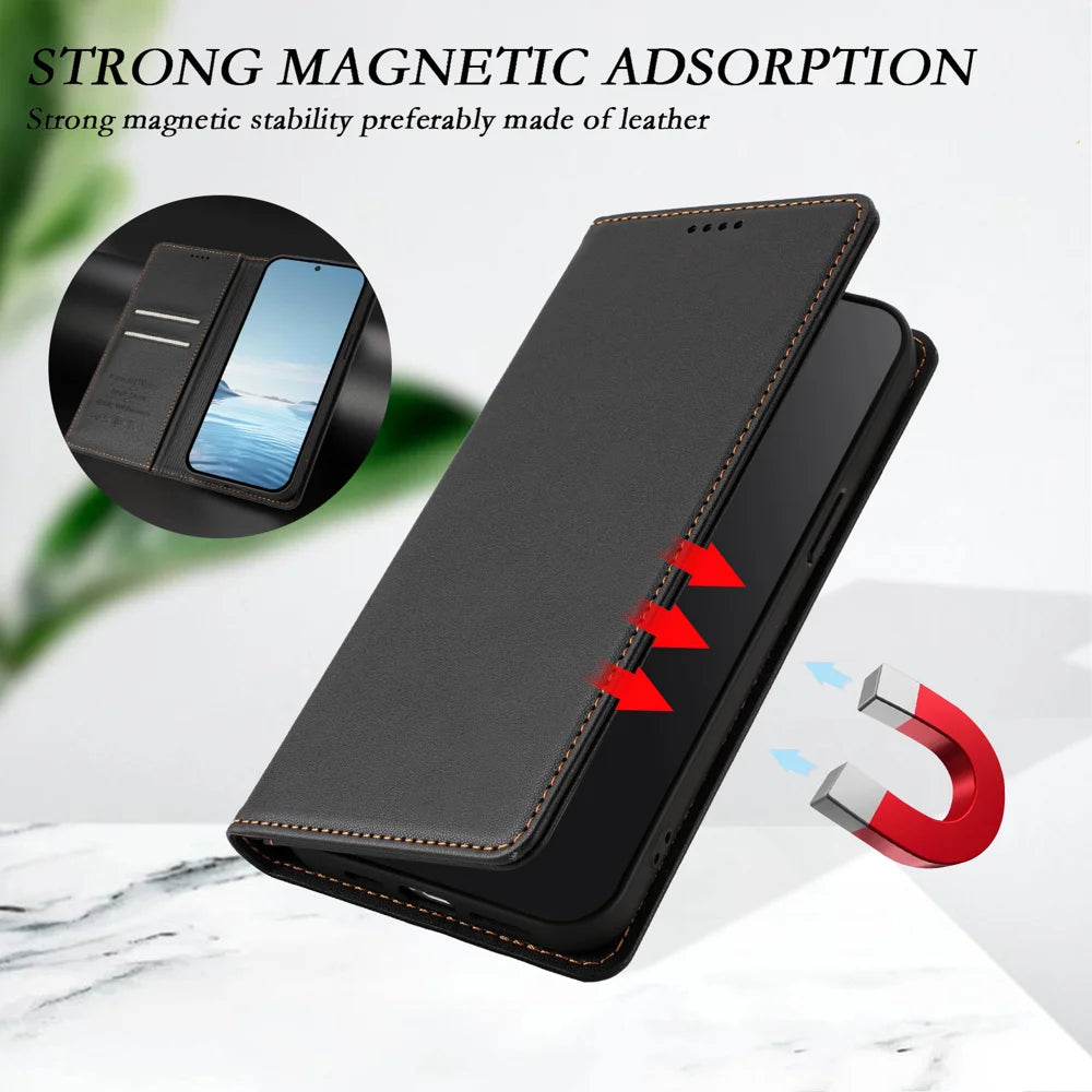 For Nothing CMF Phone 2 Pro Leather Wallet Case Magnetic Closure RFID Blocking Phone Cover - Black - 6