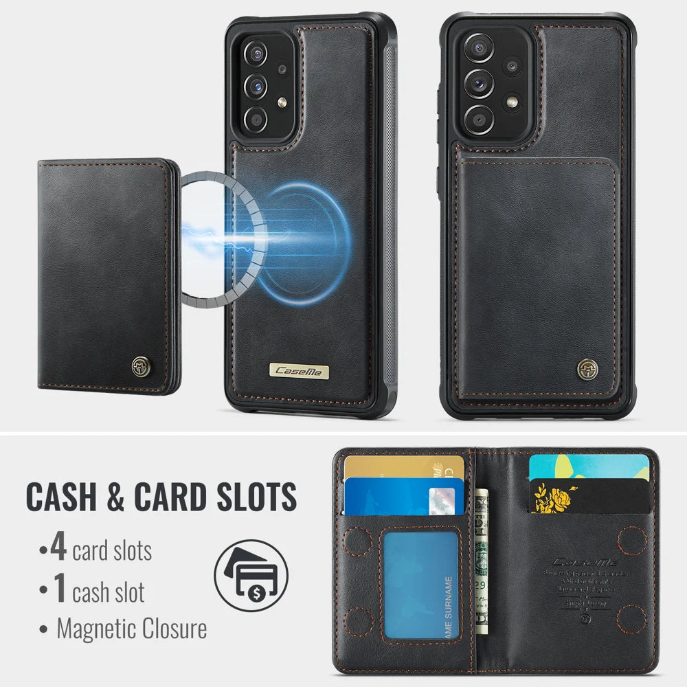 CASEME For Samsung Galaxy A52s 5G / Galaxy A52 5G Magnetic Case  ME80 Series Leather PC TPU Phone Cover with Detachable Wallet - Black - 3