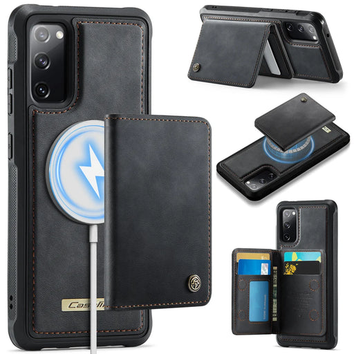 CASEME For Samsung Galaxy S20 FE Magnetic Case  ME80 Series Leather PC TPU Phone Cover with Detachable Wallet - Black - 1