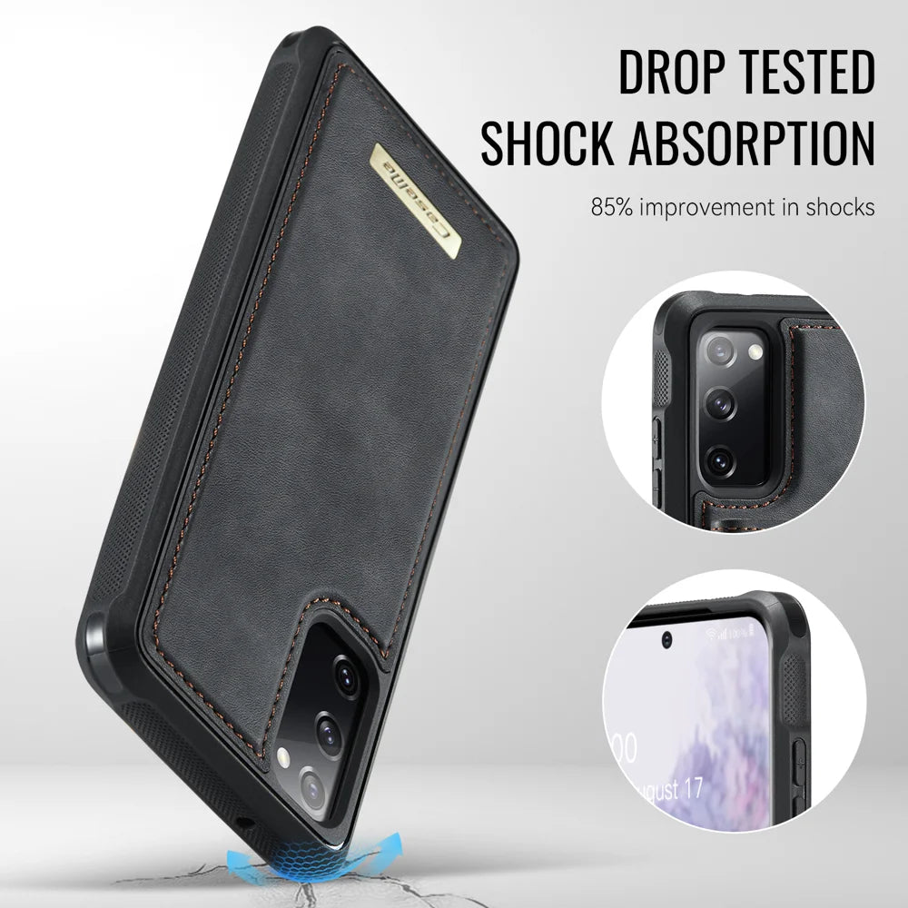 CASEME For Samsung Galaxy S20 FE Magnetic Case  ME80 Series Leather PC TPU Phone Cover with Detachable Wallet - Black - 7