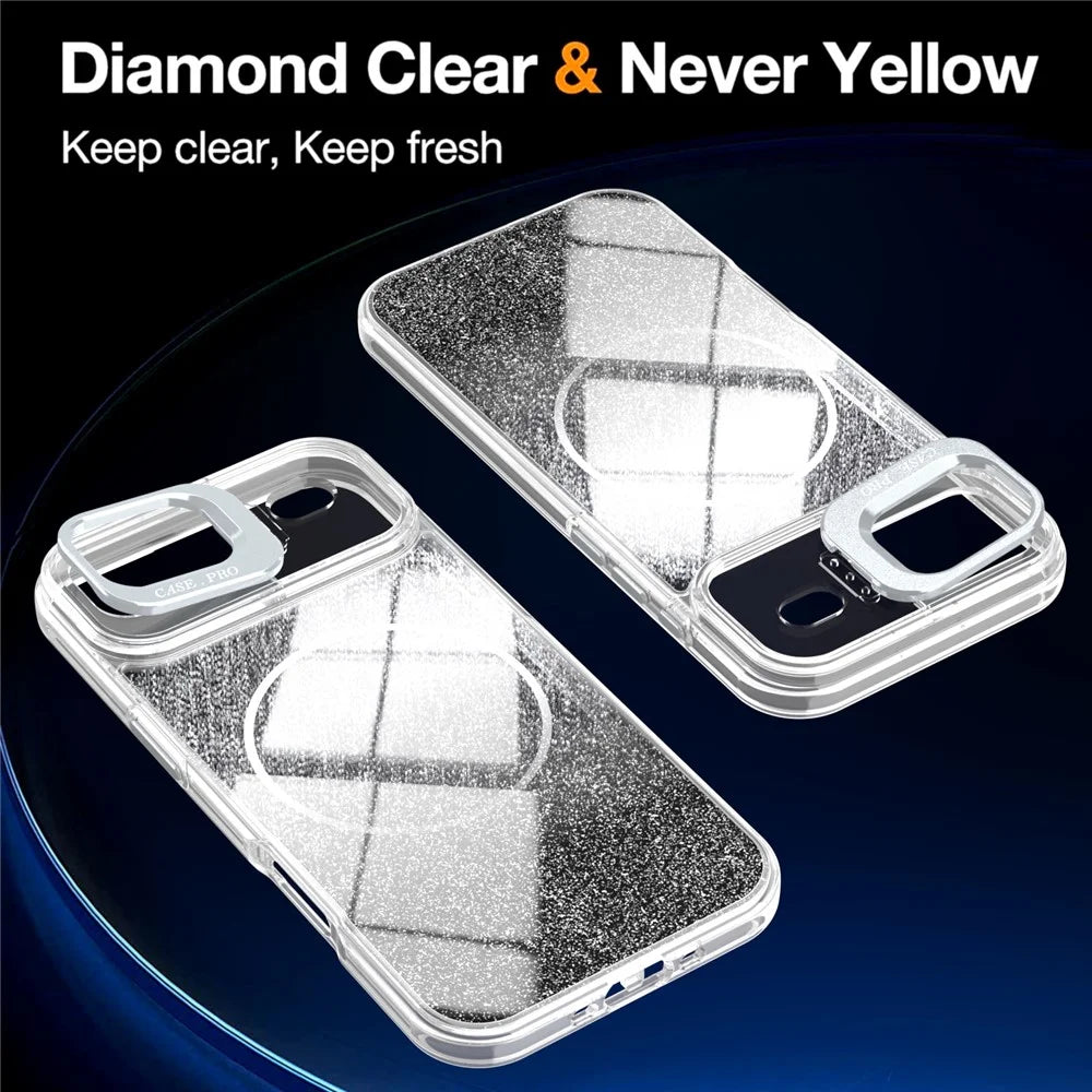 For iPhone Air Magnetic Case Gradient Glitter Shockproof TPU PC Phone Cover Compatible with MagSafe - Black - 2