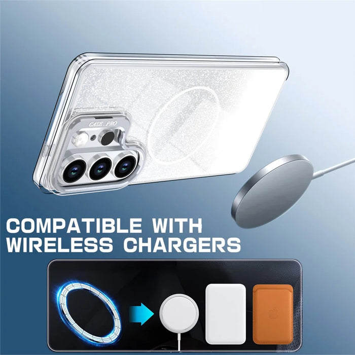 For Samsung Galaxy S25 Ultra Magnetic Case Gradient Glitter Shockproof TPU PC Phone Cover - White - 3