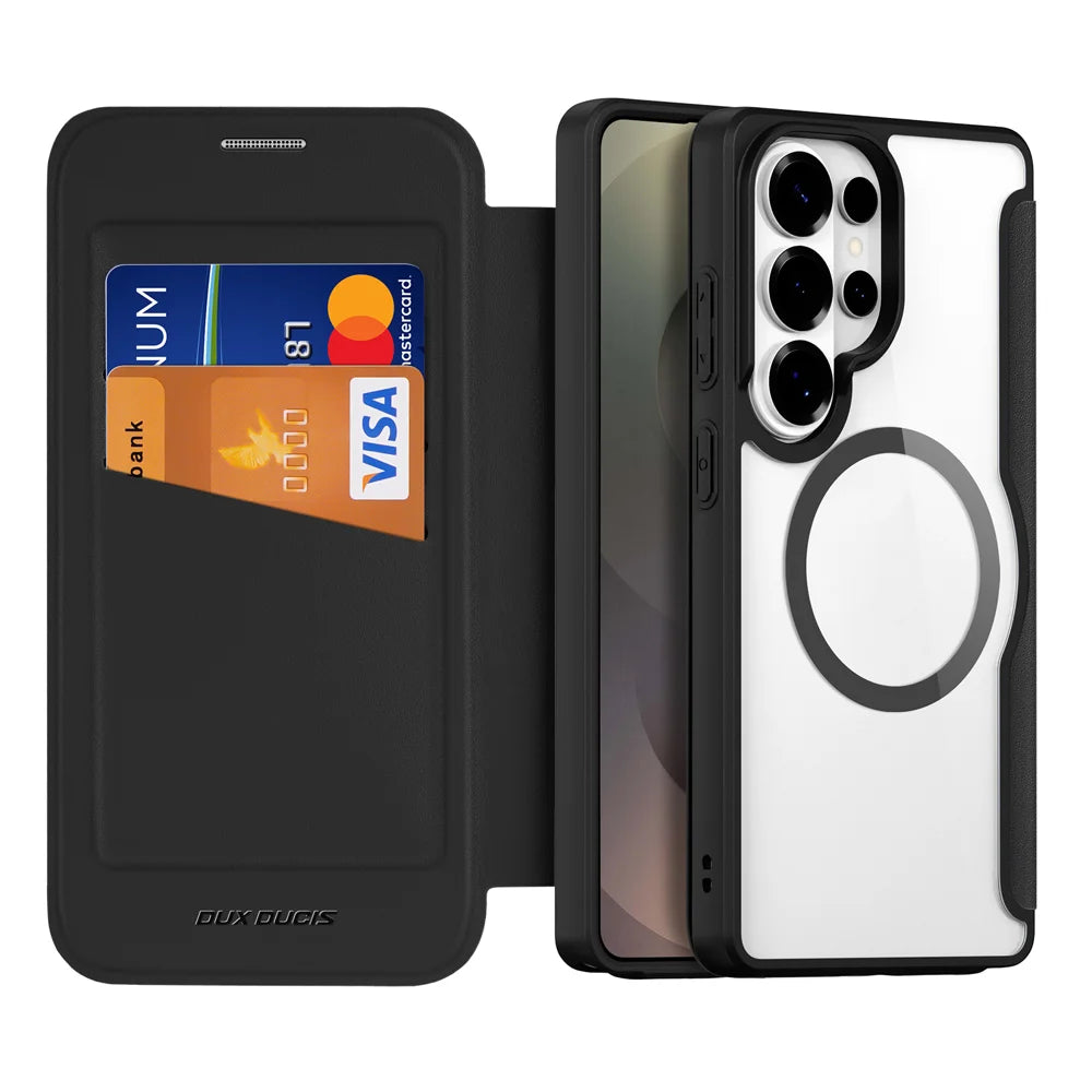 DUX DUCIS For Samsung Galaxy S26 Ultra Magnetic Case  Skin X Pro Series Flip Leather Cover - Black - 2