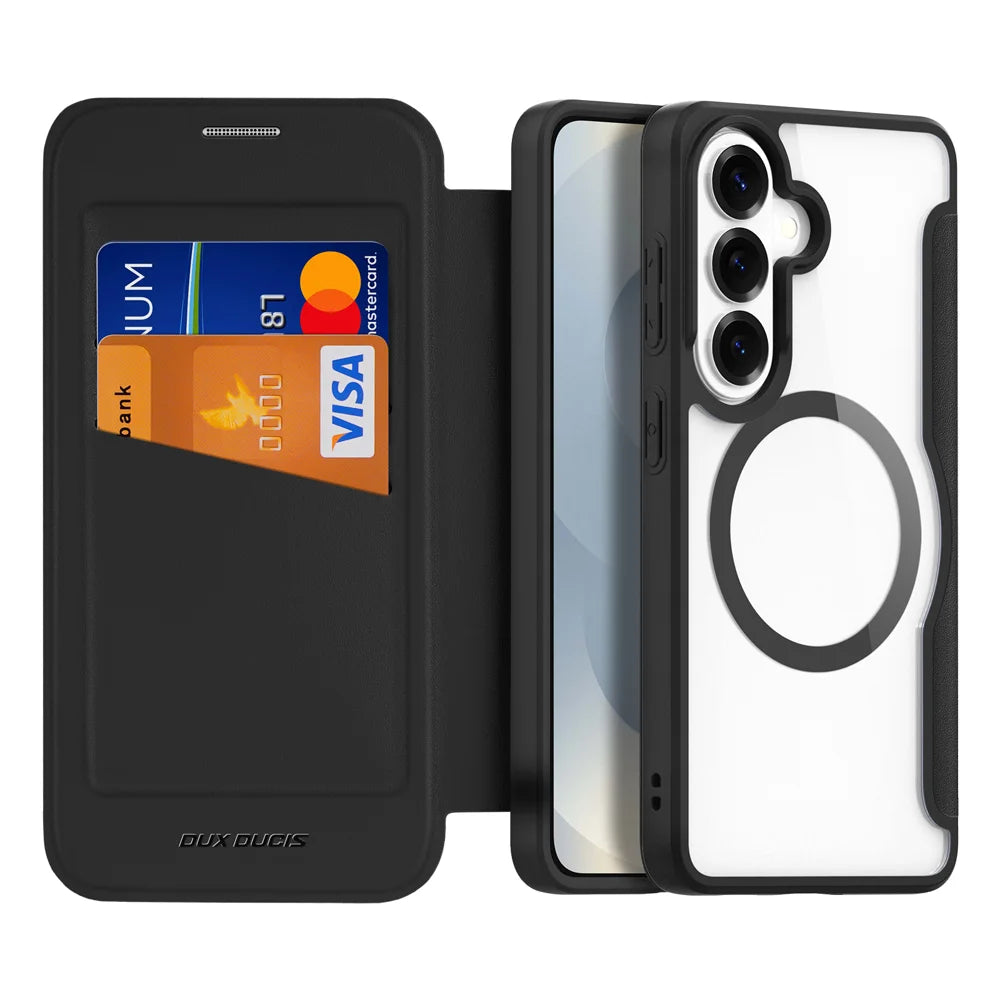 DUX DUCIS For Samsung Galaxy S26+ Magnetic Case  Skin X Pro Series Flip Leather Cover - Black - 2