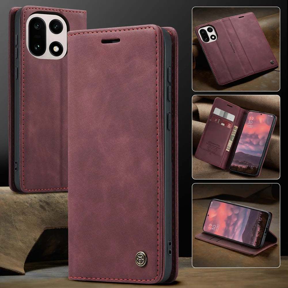 CASEME For OnePlus 15 5G Wallet Case  013 Series PU Leather Phone Cover Stand - Red - 7