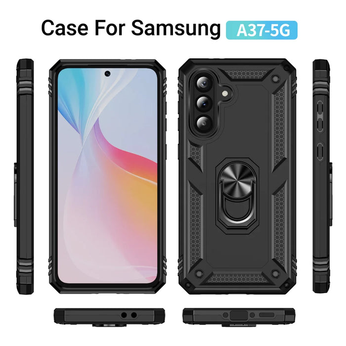 For Samsung Galaxy A37 5G Case PC + TPU Phone Cover with Kickstand - Black - 5