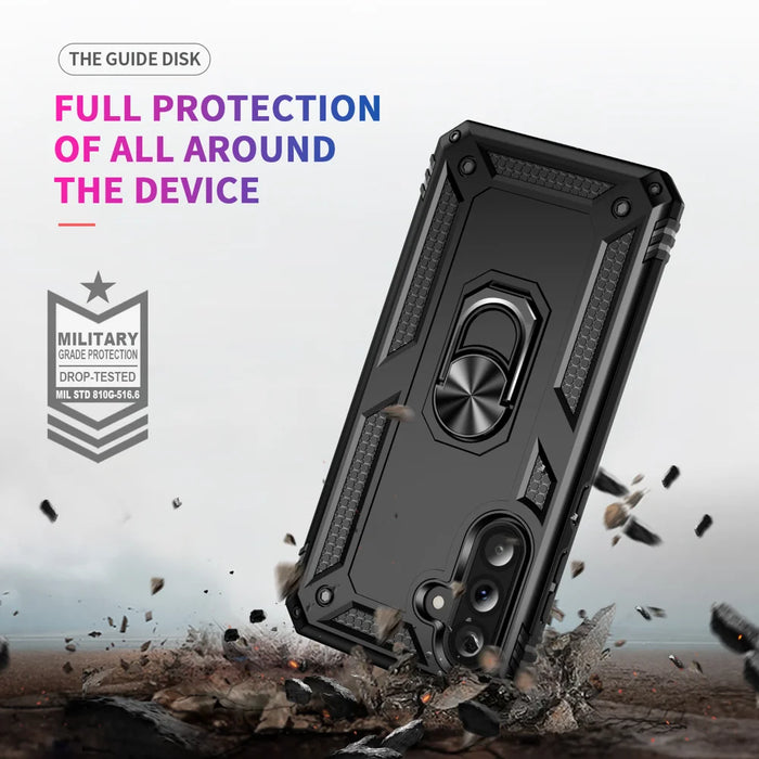 For Samsung Galaxy A37 5G Case PC + TPU Phone Cover with Kickstand - Black - 6
