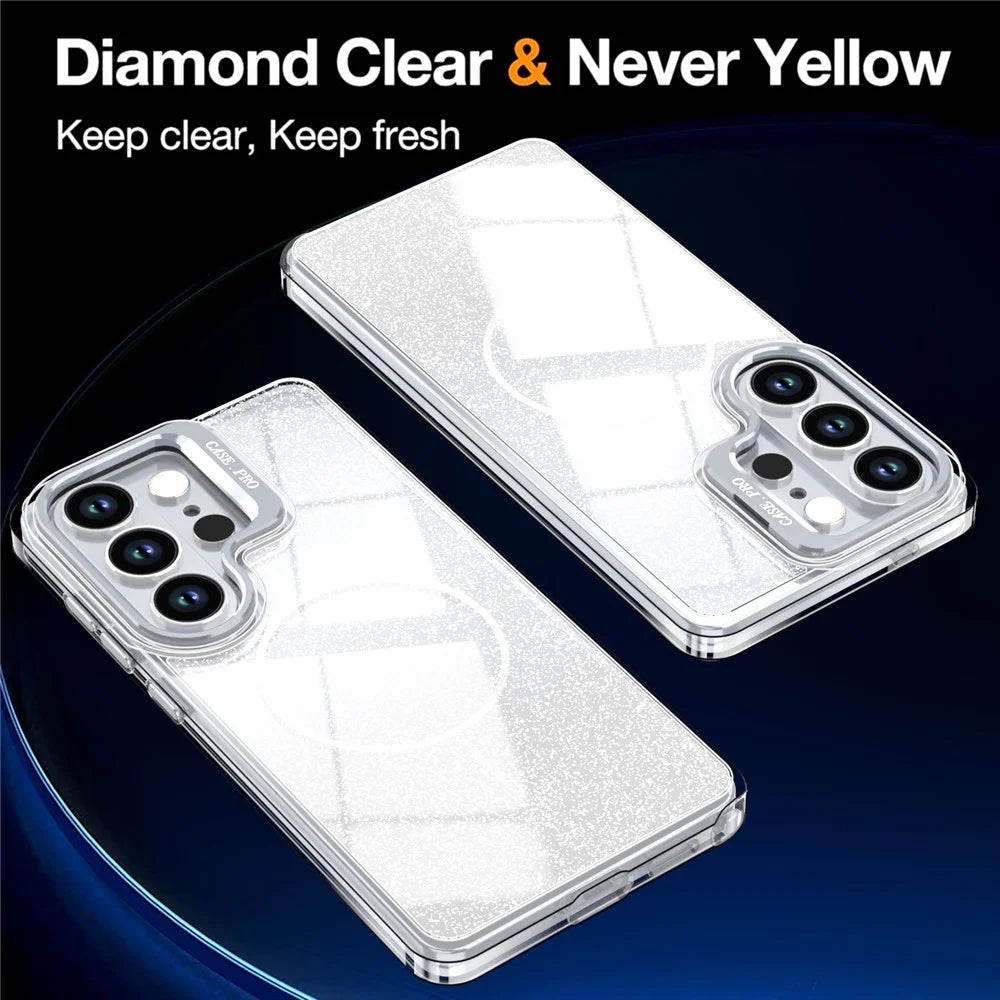 For Samsung Galaxy S24 Ultra Magnetic Case Gradient Glitter Shockproof TPU PC Phone Cover - White - 2