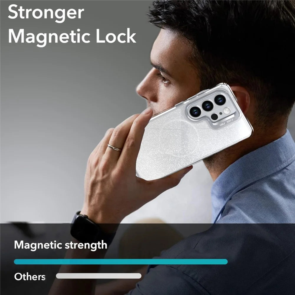 For Samsung Galaxy S24 Ultra Magnetic Case Gradient Glitter Shockproof TPU PC Phone Cover - White - 6
