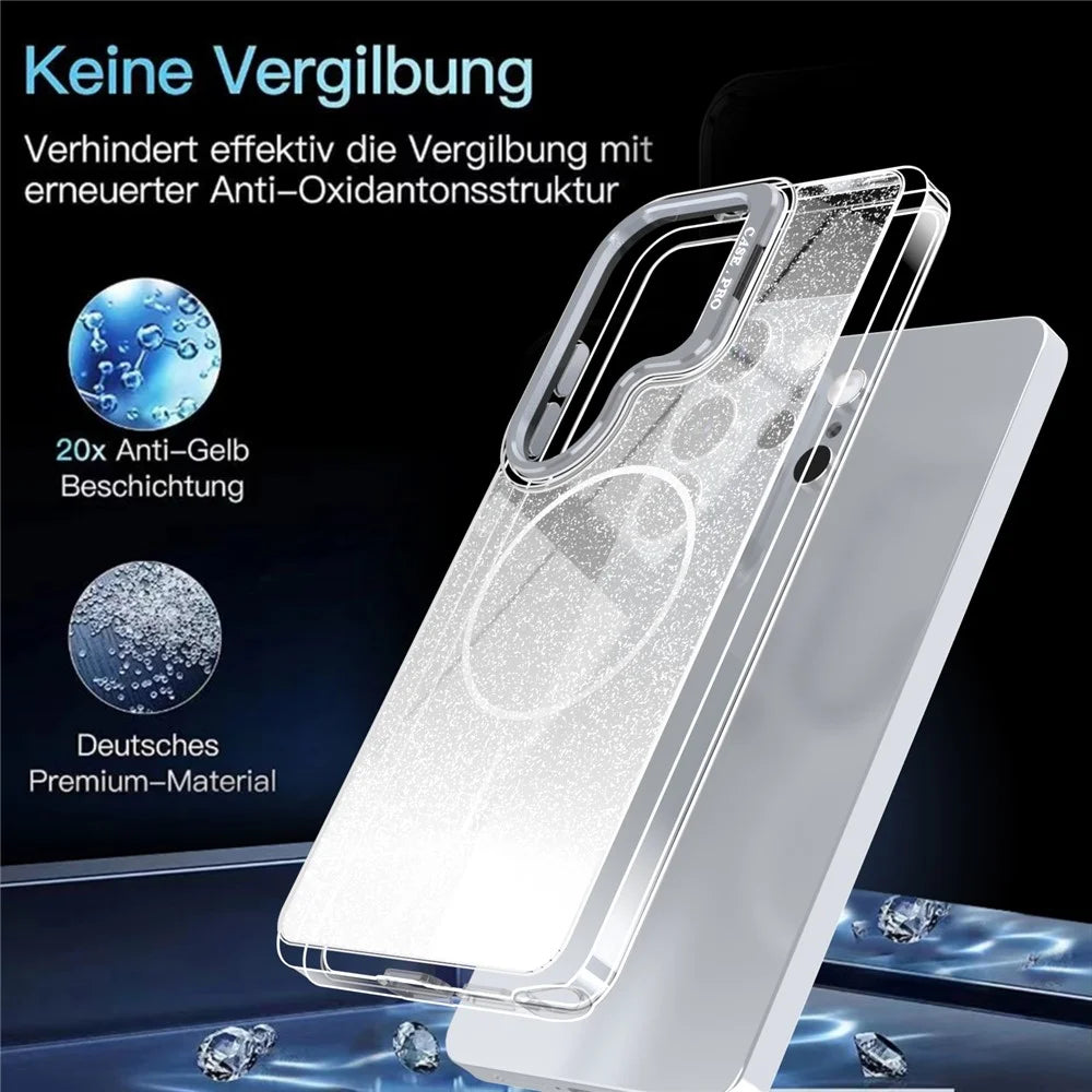 For Samsung Galaxy S24 Ultra Magnetic Case Gradient Glitter Shockproof TPU PC Phone Cover - White - 7