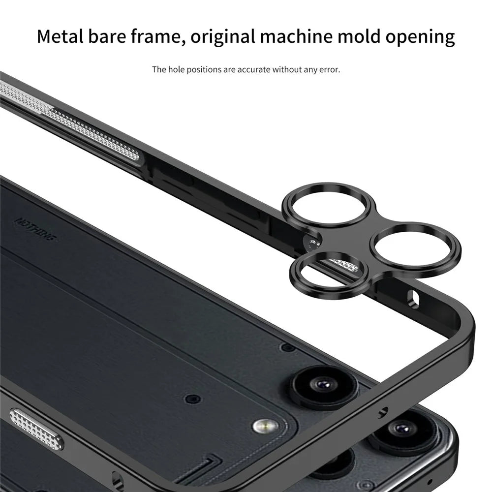 For Nothing Phone (3a) Lite 5G Bumper Cases Metal Frame Heat Dissipation Cover with Lens Protector - Grey - 4