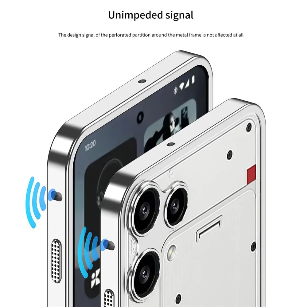 For Nothing Phone (3a) Lite 5G Bumper Cases Metal Frame Heat Dissipation Cover with Lens Protector - Grey - 6
