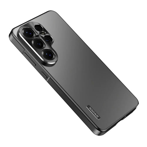 For Samsung Galaxy S26 Ultra Case Magnetic Alloy Frame Matte PC Back Phone Cover - Black - 1