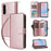 For Samsung Galaxy A57 5G Case 9 Card Slots Zipper Pocket PU Leather Phone Cover with Wrist Strap - Rose Gold - 1