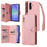 For Samsung Galaxy A57 5G Case Zipper Wallet Rivet Decor Leather Phone Cover with Wrist Strap - Rose Gold - 1