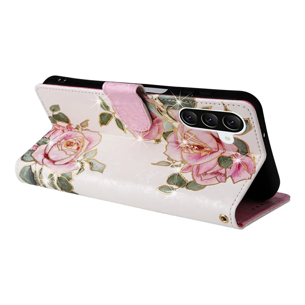 For Samsung Galaxy A57 5G Case RFID Blocking Flower Leather Phone Cover - Flower - 4
