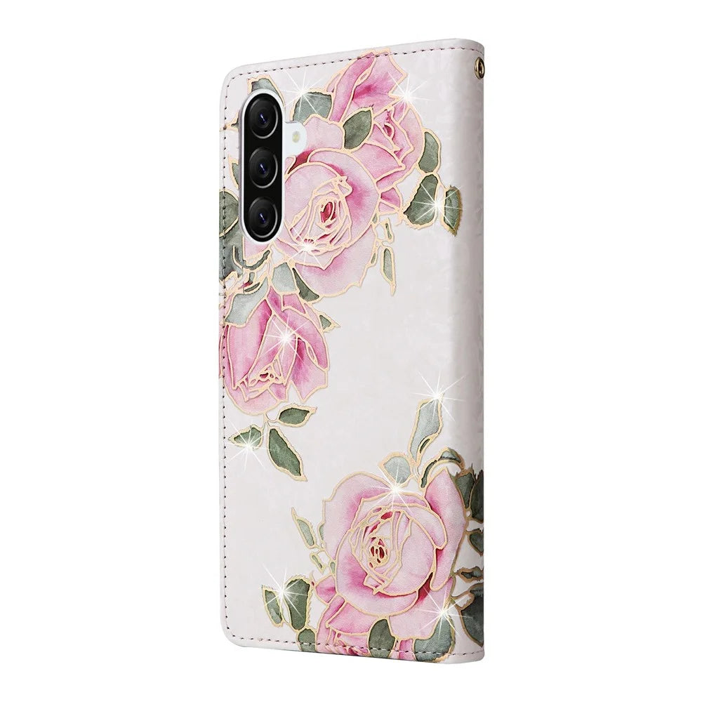 For Samsung Galaxy A57 5G Case RFID Blocking Flower Leather Phone Cover - Flower - 7