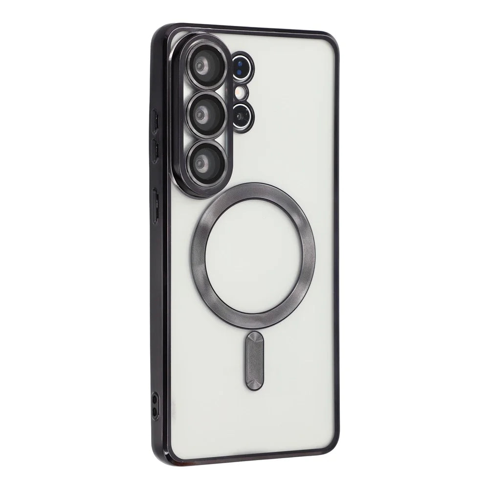 For Samsung Galaxy S26 Ultra Magnetic Case CD Veins Glass Lens Guard TPU Phone Back Cover - Black - 1