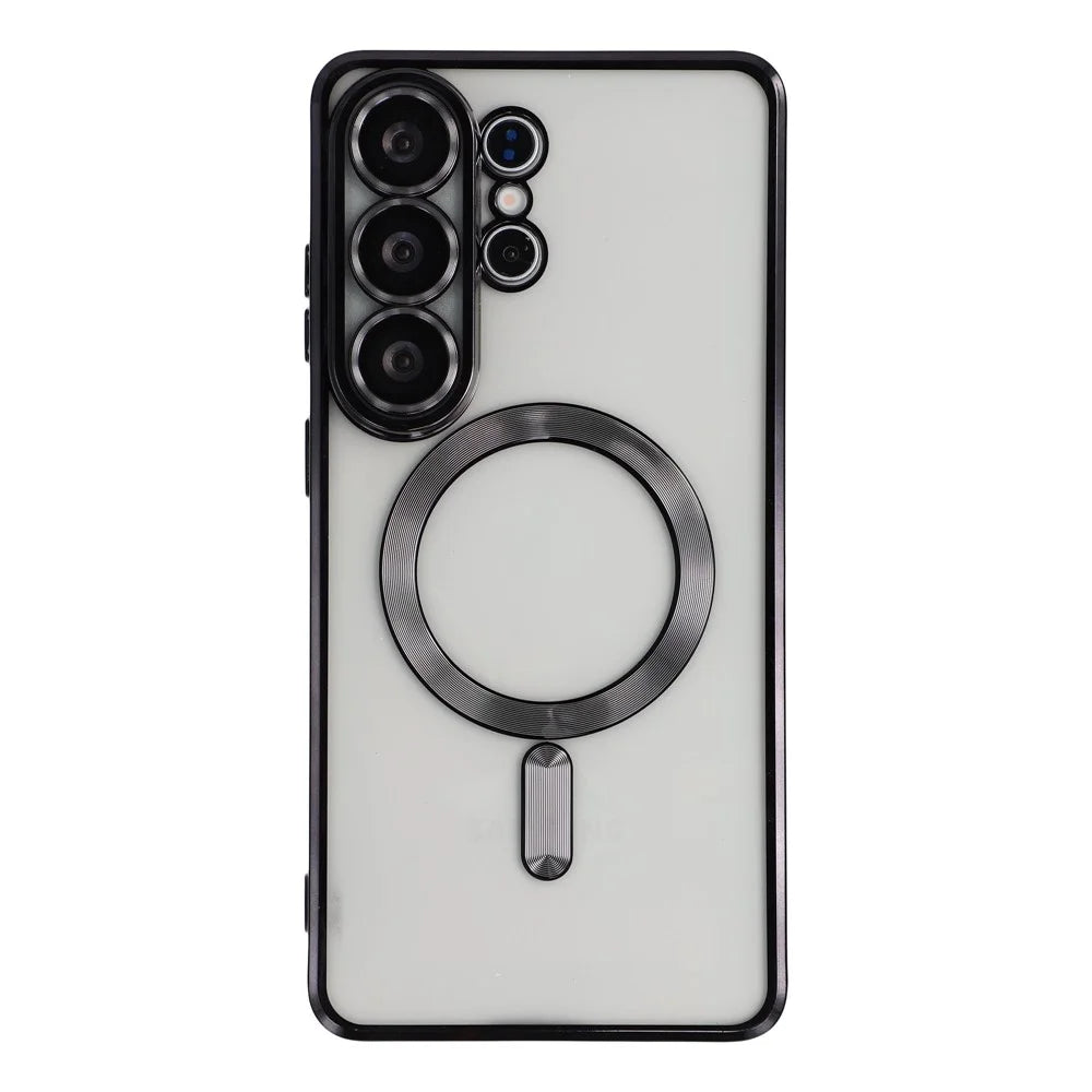 For Samsung Galaxy S26 Ultra Magnetic Case CD Veins Glass Lens Guard TPU Phone Back Cover - Black - 3
