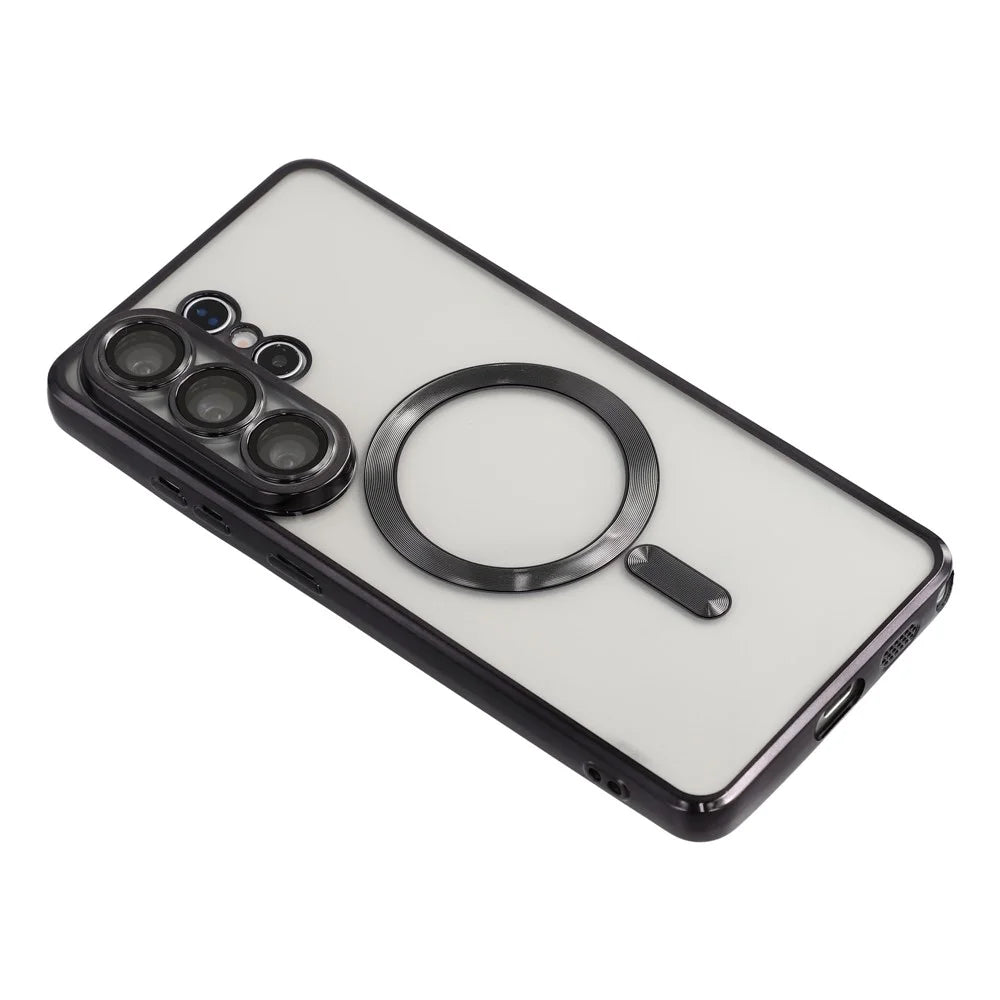 For Samsung Galaxy S26 Ultra Magnetic Case CD Veins Glass Lens Guard TPU Phone Back Cover - Black - 4