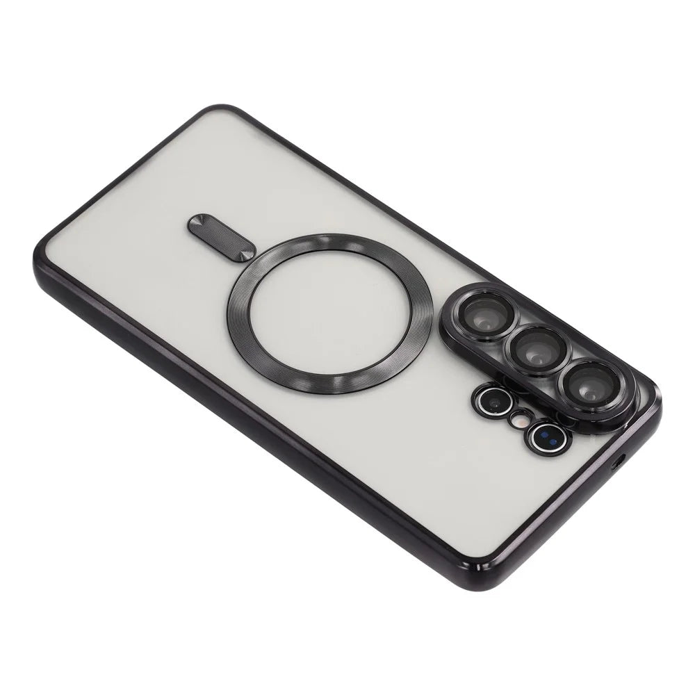 For Samsung Galaxy S26 Ultra Magnetic Case CD Veins Glass Lens Guard TPU Phone Back Cover - Black - 5