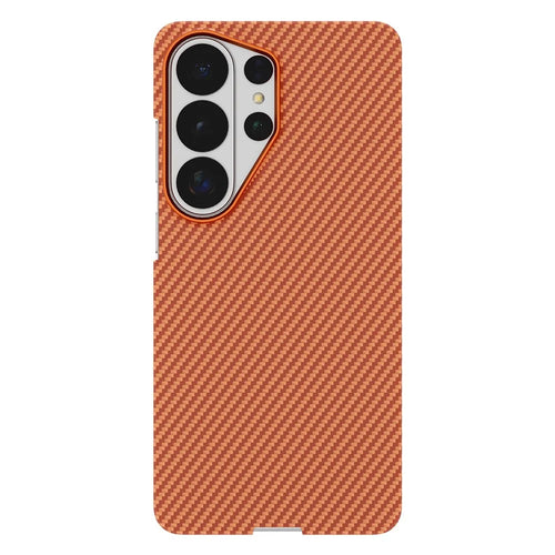 GKK For Samsung Galaxy S26 Ultra Case 600D Fine Carbon Fiber Texture Hard PC Phone Back Cover - Orange - 1