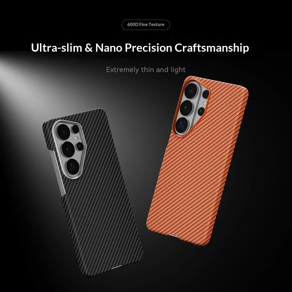 GKK For Samsung Galaxy S26 Ultra Case 600D Fine Carbon Fiber Texture Hard PC Phone Back Cover - Orange - 6