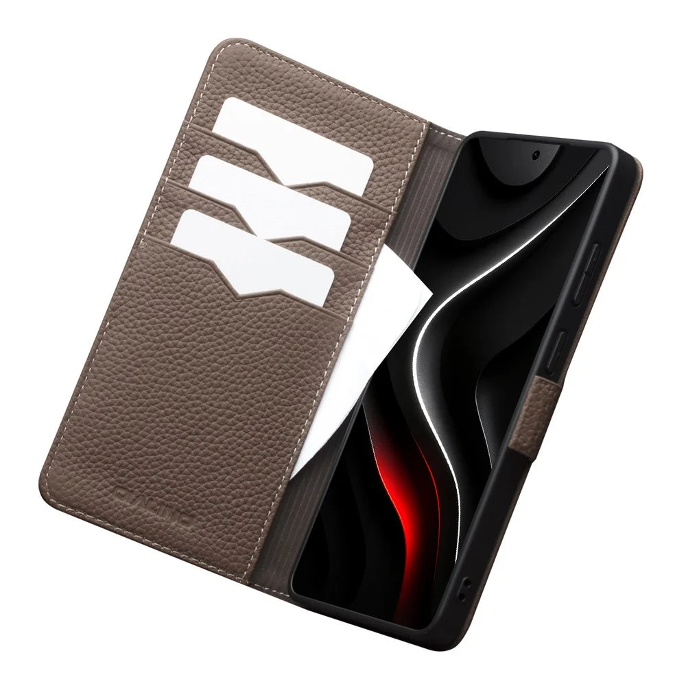 QIALINO For Samsung Galaxy S26 Ultra Case Litchi Texture TPU Leather PC Stand Wallet Flip Phone Cover - Brown - 3