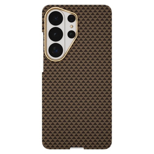 GKK BTGD For Samsung Galaxy S26 Ultra Magnetic Case Woven Texture PC Phone Back Cover - Gold - 1