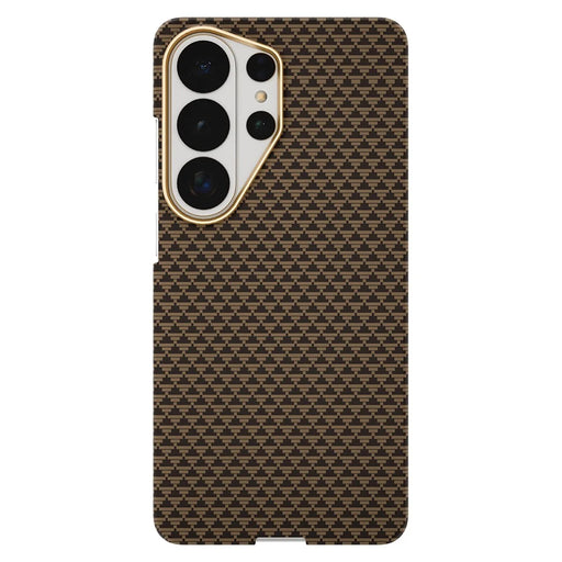 GKK BTGD For Samsung Galaxy S26 Ultra Magnetic Case Woven Texture PC Phone Back Cover - Gold - 1