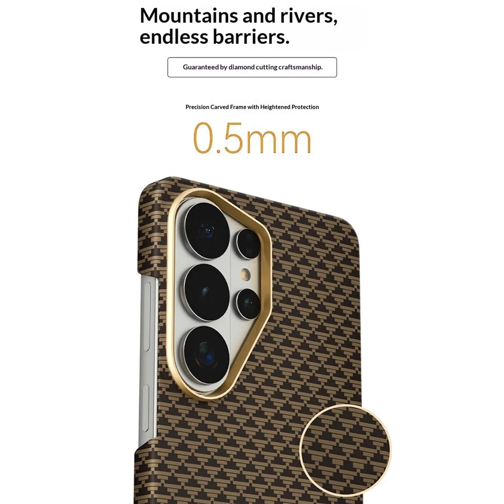 GKK BTGD For Samsung Galaxy S26 Ultra Magnetic Case Woven Texture PC Phone Back Cover - Gold - 5