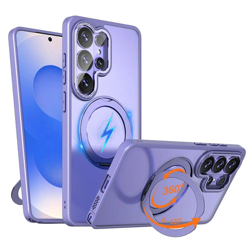 For Samsung Galaxy S26 Ultra Magnetic Case TPU + Acrylic Kickstand Phone Cover - Light Purple - 1