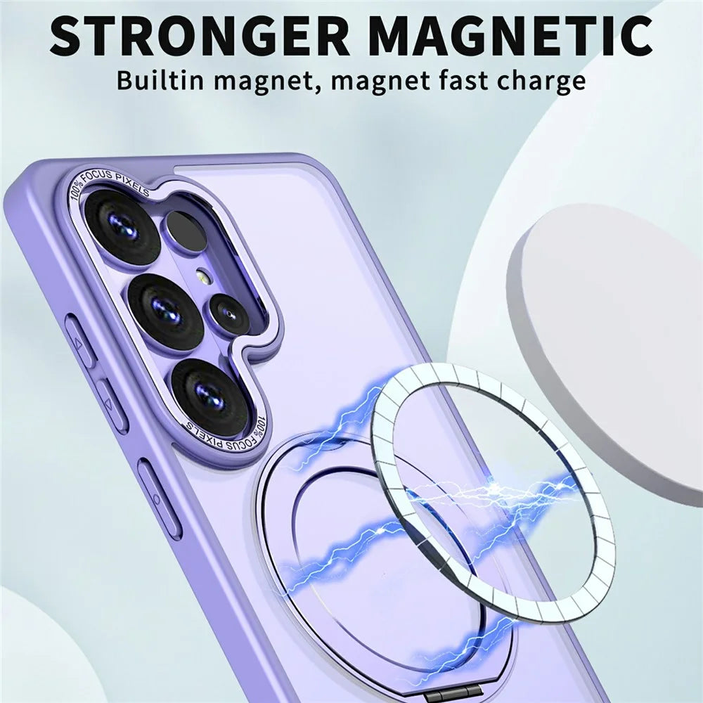 For Samsung Galaxy S26 Ultra Magnetic Case TPU + Acrylic Kickstand Phone Cover - Light Purple - 2