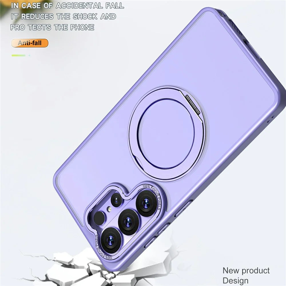 For Samsung Galaxy S26 Ultra Magnetic Case TPU + Acrylic Kickstand Phone Cover - Light Purple - 3