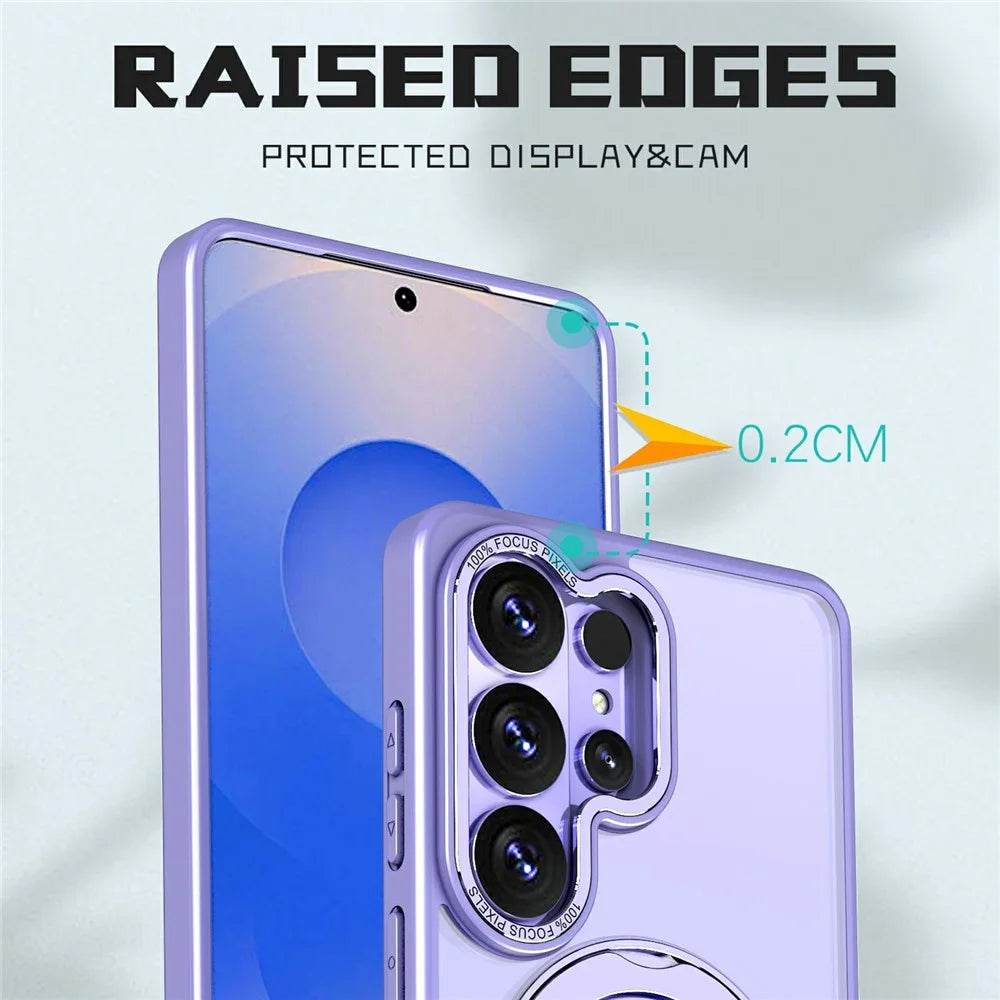 For Samsung Galaxy S26 Ultra Magnetic Case TPU + Acrylic Kickstand Phone Cover - Light Purple - 5