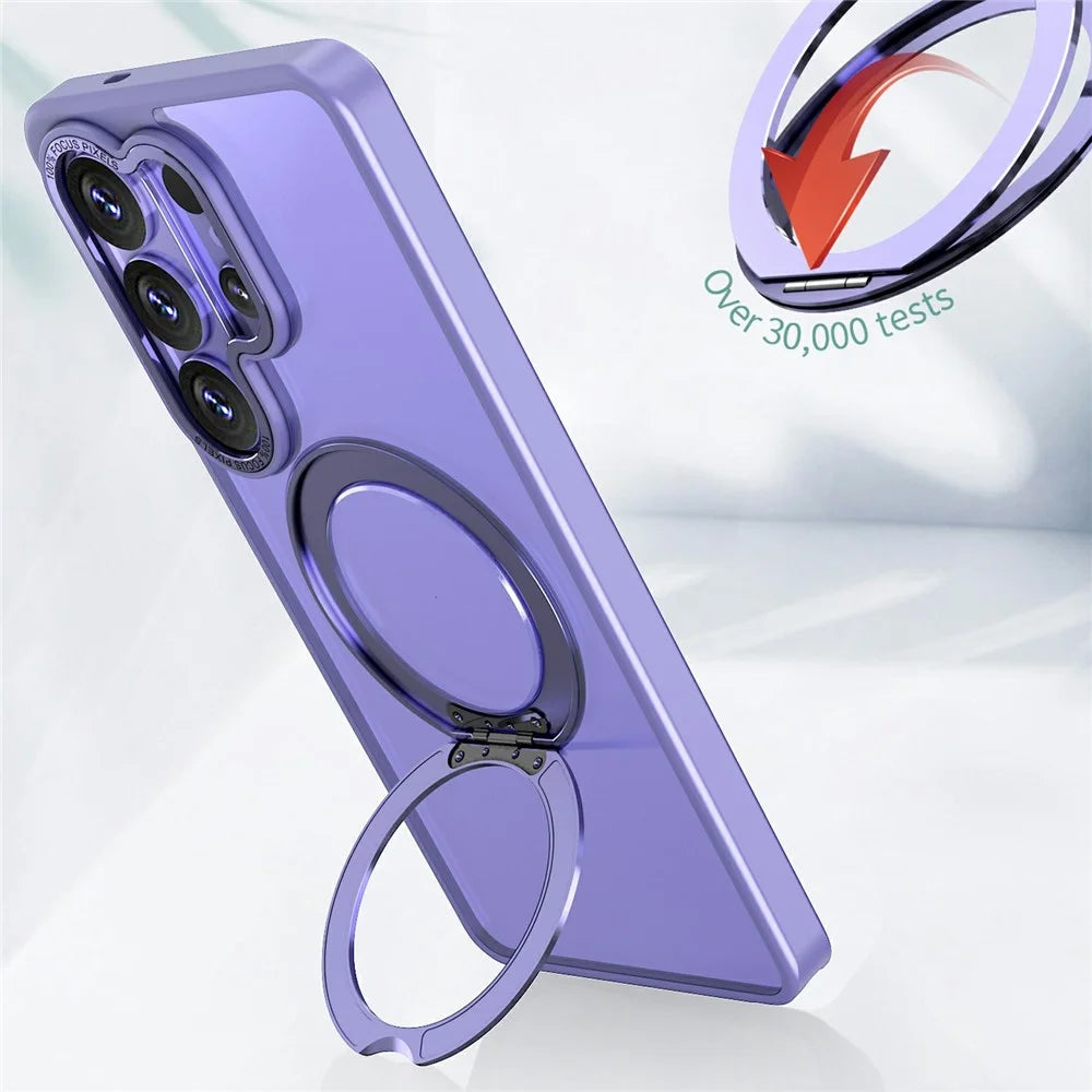 For Samsung Galaxy S26 Ultra Magnetic Case TPU + Acrylic Kickstand Phone Cover - Light Purple - 6