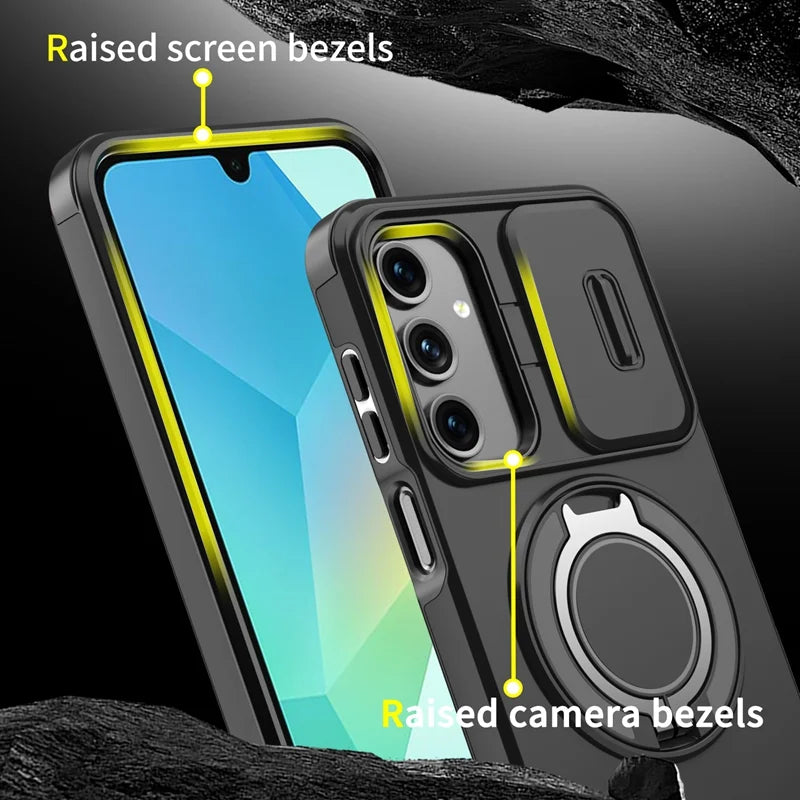 For Samsung Galaxy A15 5G / Galaxy A15 4G Magnetic Case with Screen Film / Slide Lens Cover / Kickstand TPU + PC Phone Shell - Red - 7