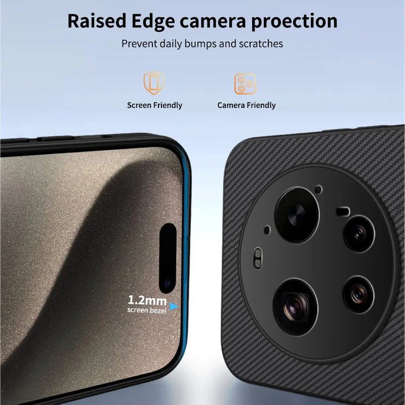 WANLONFENG For Xiaomi 17 Ultra 5G Magnetic Case  TQ1 Series Carbon Fiber Texture PC TPU Phone Cover with 2Pcs Screen Films - Black - 3