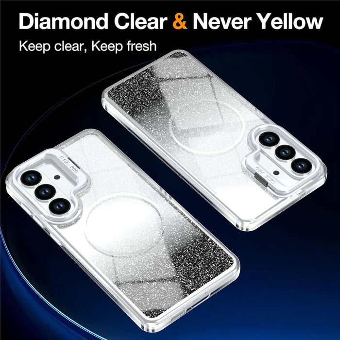 Magnetic Case For Samsung Galaxy S25  /  S24 Gradient Glitter Shockproof TPU PC Phone Cover - Black - 2