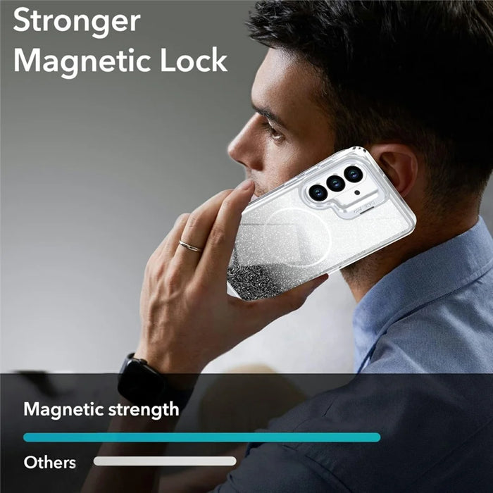 Magnetic Case For Samsung Galaxy S25  /  S24 Gradient Glitter Shockproof TPU PC Phone Cover - Black - 6