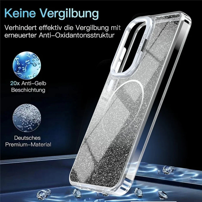 For Samsung Galaxy S25 FE Magnetic Case Gradient Glitter Shockproof TPU PC Phone Cover - Black - 7